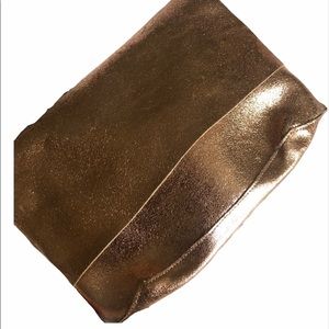 Anthropologie leather gold shimmer clutch